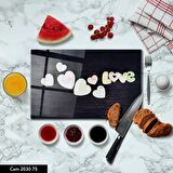 ANTİBAKTERİYEL CAM KESME TAHTASI | BASKILI KESİM TABLASI | 25x35 cm